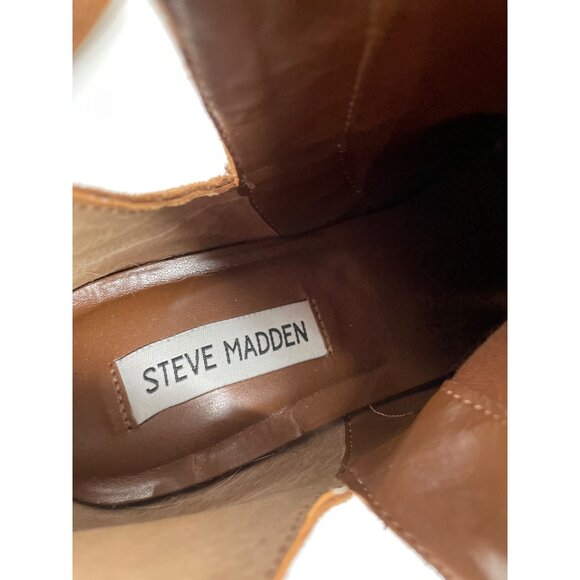 Steve Madden Narrate Block Heel Ankle Booties Faux Suede Brown Womens Size 11M - Picture 2 of 8